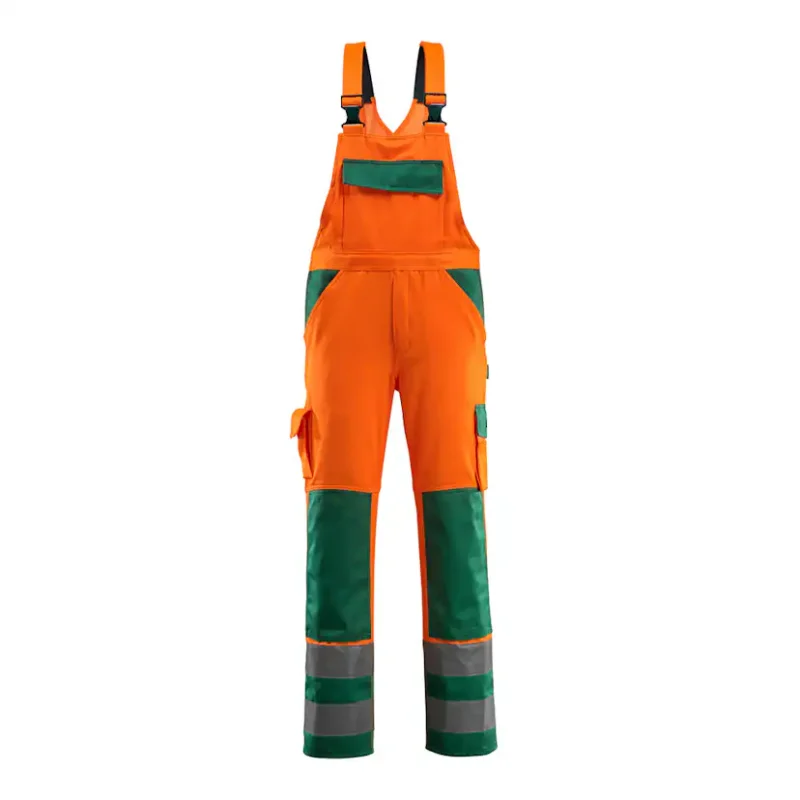 Hängselbyxor med knäfickor Mascot Safe 07169-860Storlek: 90C58, Färg: Hi-vis Orange/grön Premium